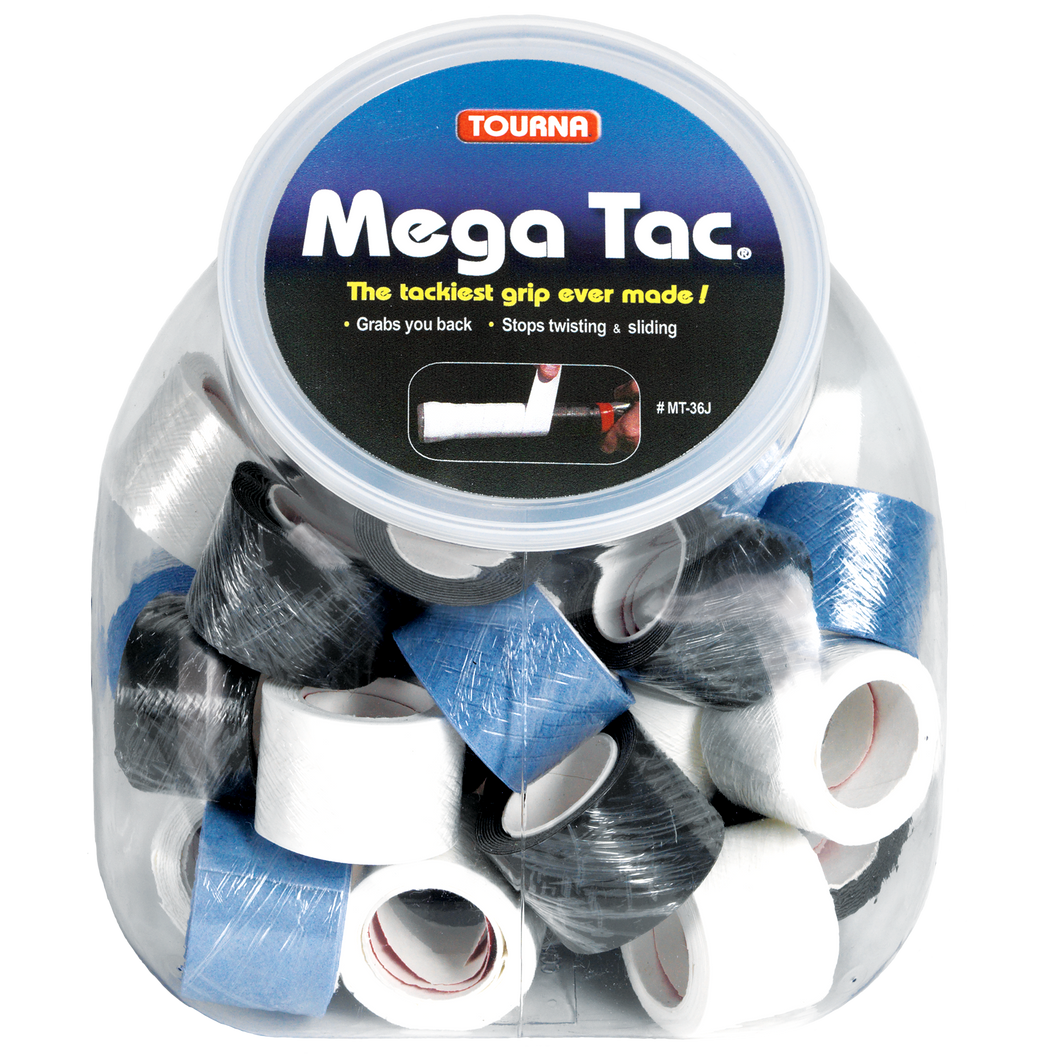 Jar of 36 Mega Tac Rolls Tacky Grip White